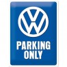 plaque VW parking only bleu tole deco bombée pub garage