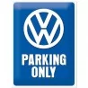 plaque VW parking only bleu tole deco bombée pub garage