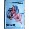 plaque vespa scooter et pin up blonde en maillot a poids pub
