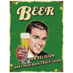 Plate Kitchen Beer My New Religion Tole Humorous Metal