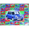 plaque mini cooper austin bleu bande blanche tole deco loft