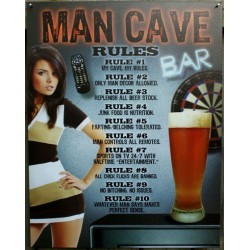 plaque man cave femme sexy robe courte tole deco bar usa