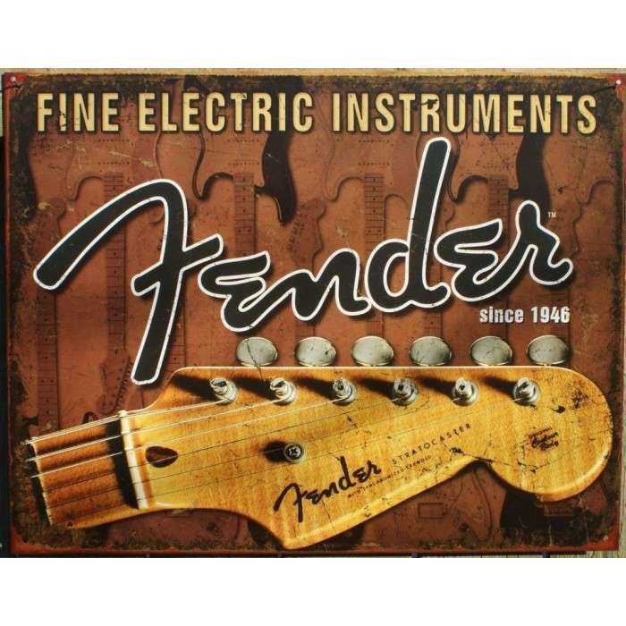 plaque fender manche marron deco guitariste fine electric instruments