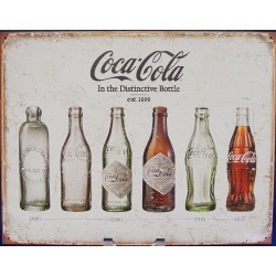 plaque coca cola évolution des bouteilles tole pub affiche