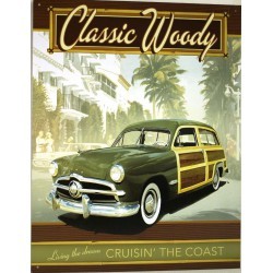 plaque woody classic vert retro tole publicitaire diner loft