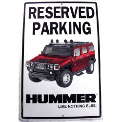 plaque hummer parking h2 rouge fond blanc deco garage
