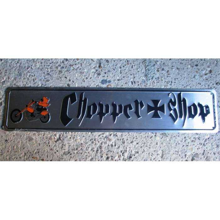 Street sign chopper shop tole deco biker garage poster