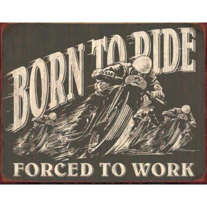 plaque moto born to ride course deco garage loft diner pub