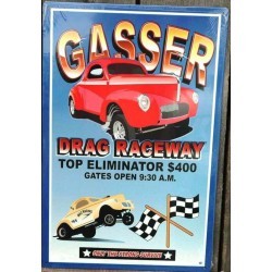 plaque gasser drag raceway willys tole publicitaire usa new
