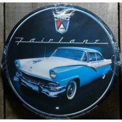 plaque ford fairlaine bleu et blanche tole pub ronde affiche