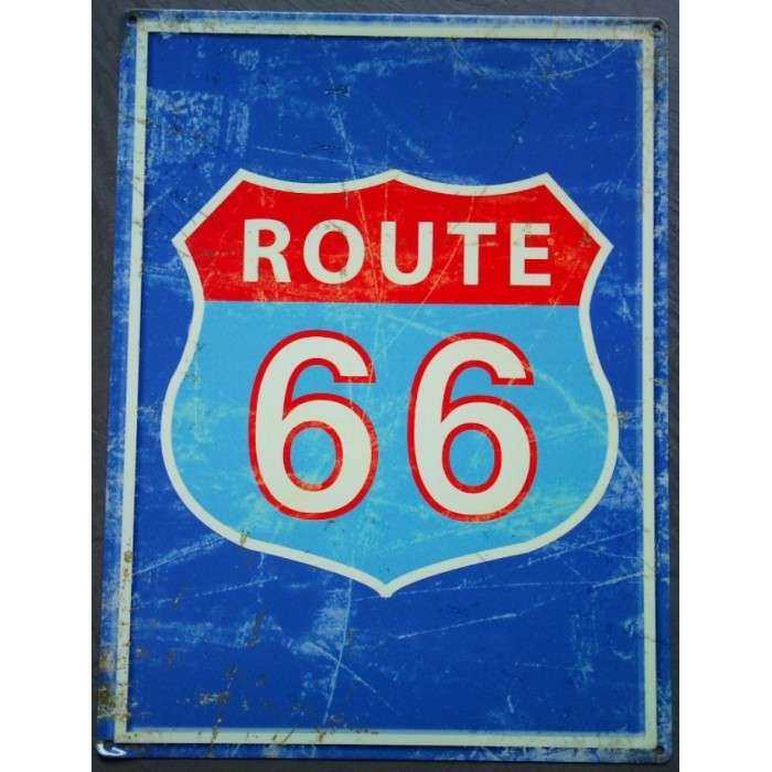 plaque route 66 bleu tole publicitaire diner loft bar usa