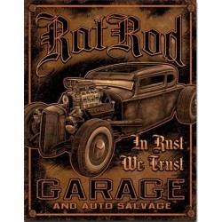 plaque rat rod garage in rust we trust tole publicitaire usa