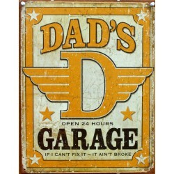 plaque dad's garage jaune tole publicitaire metal loft usa