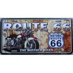 plaque d'immatriculation mother road moto route 66 tole pub