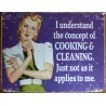 plaque humour cooking and cleaning tole pin up style rétro