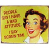 plaque humour pin up bad attitude tole deco humour femme usa