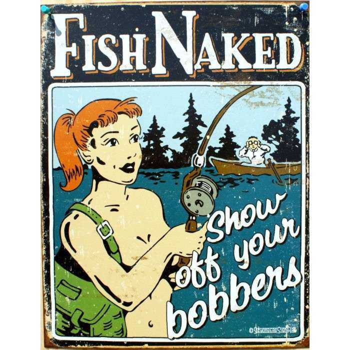 plaque humour fish naked peche nu tole deco humour usa