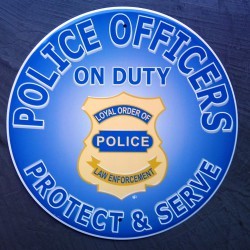 Round American Police Plate Protect and Serve Tole