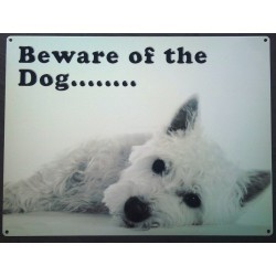 Dog Plate Attention Westie Baware of Dog Poster Tole