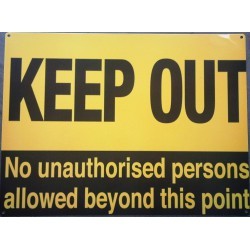 Black and yellow danger keep out plate poster tole deco funny