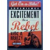 plaque Harley Davidson be a rebel exitement tole affiche usa