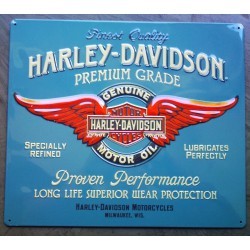 plaque Harley Davidson premium grade bleu clair tole biker