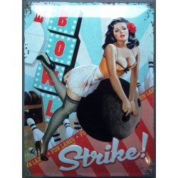 Plate Pin Up Sexy lingerie Strike Bowling Poster Tole Pub
