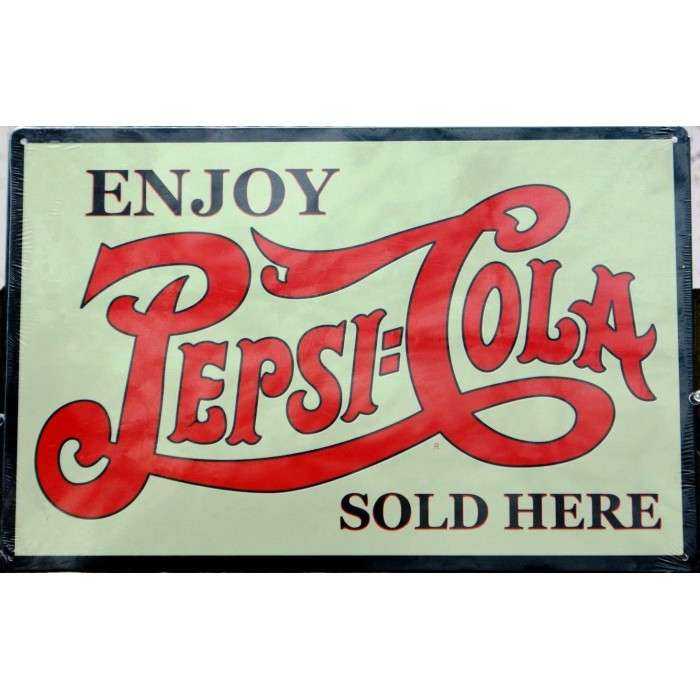 plaque pepsi cola enjoy vert pale tole puhb diner bar usa