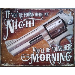 Plate gun pistol deco tole poster metal western usa