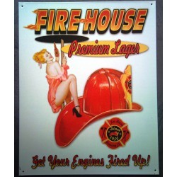 Helmet plate Fireman and Pin Up Fire House Tole Deco Barracks