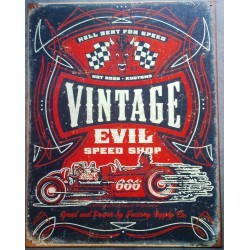 plaque hot rod vintage evil pinstriping tole publicitaire