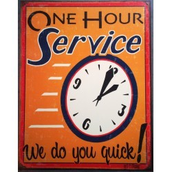 Plate One Hours Service Deco Retro Style 50's Poster Tole