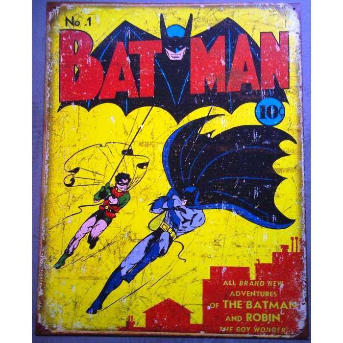 plaque super hero batman 10c tole affiche style vieux livre