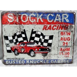 plaque busted knuckle stock car tole publicitaire drapeau