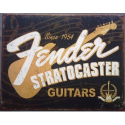fender stratocaster plate guitar pub metal poster usa