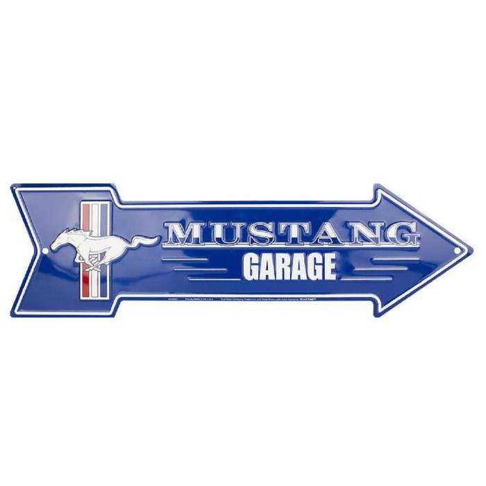 Plate Fleche Ford Mustang Garage Blue Tole Deco 51cm Poster