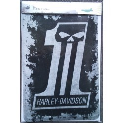 carte postal metal harley davidson 1 crane tole vieilli 14cm