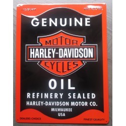 plaque Harley Davidson genuine oil rectangulaire deco garage
