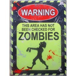 Plate warning zombie zone dangetr tole deco poster funny