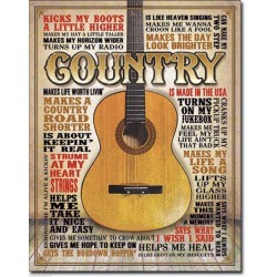 Country Music Plate with Guitar Tole Deco USA Poster