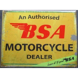 plaque moto BSA authorized dealer jaune tole pub garage plaque moto BSA authorized dealer jaune tole pub garage
