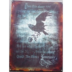 plaque corbeau en plein vole tole decoration punk gothique