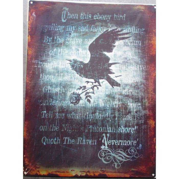 plaque corbeau en plein vole tole decoration punk gothique