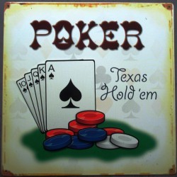 Poker plate texas hold'em square deco metal pub tole usa