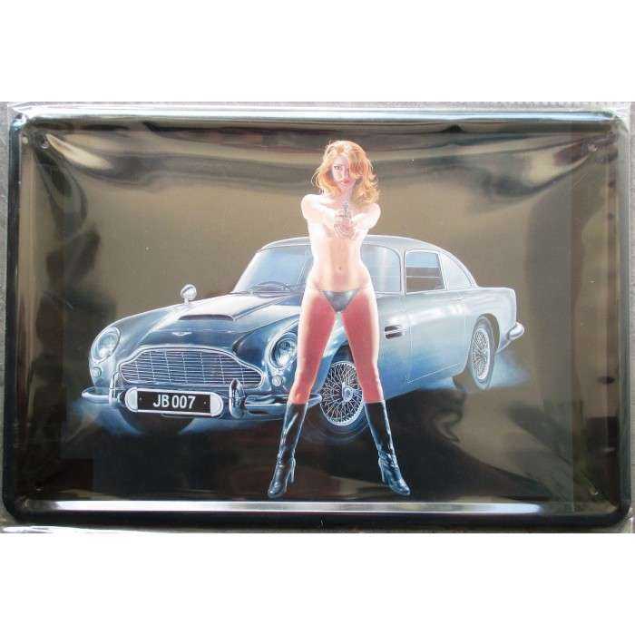 plaque pin up james bond girl 007 aston martin tole deco
