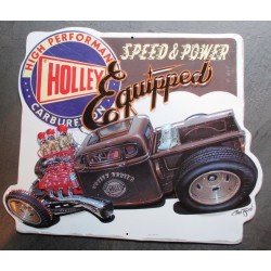 plaque hot rod découpé holley equipped tole publicitaire