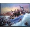 plate with deer in the snow tole deco nature pub usa