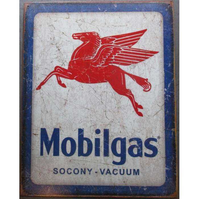 plaque mobilgas vieillit pégase tole deco garage affiche pub