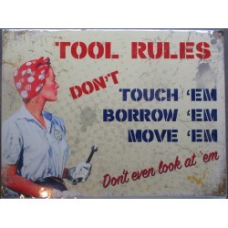 plaque pin up rosie la riveteuse tool rules deco garage
