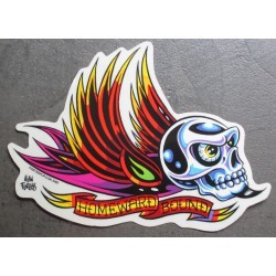 sticker crane ailé autocollant biker tete de mort skull usa